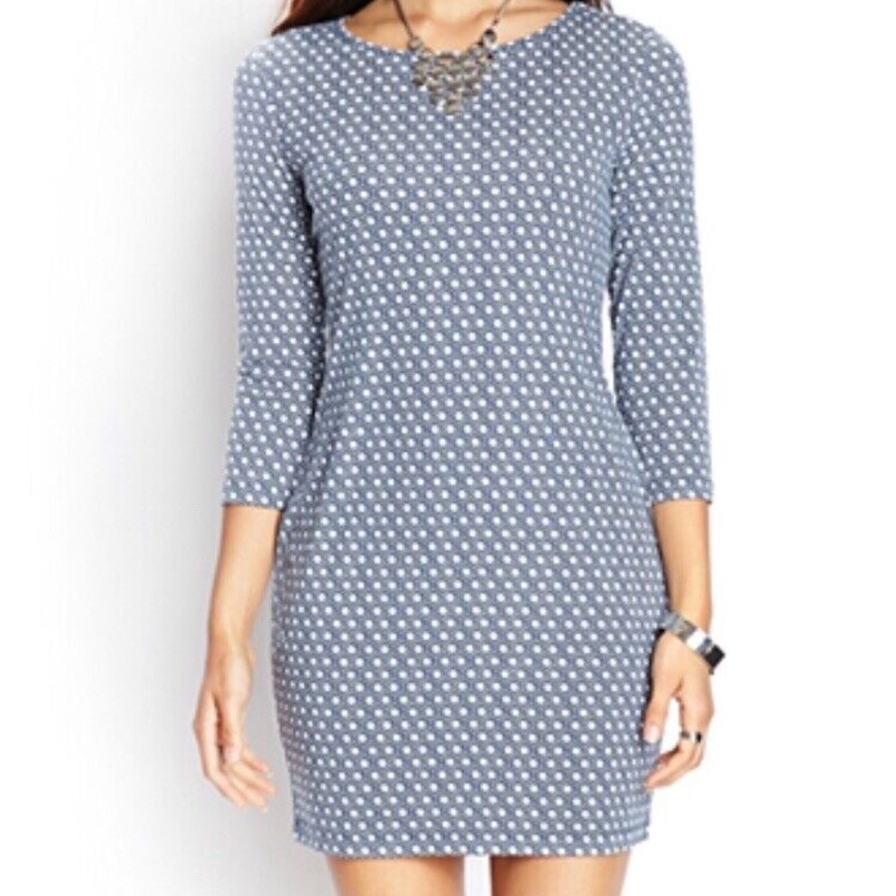 Forever 21 Retro Bodycon Stretch Dress Dark Blue Size M
